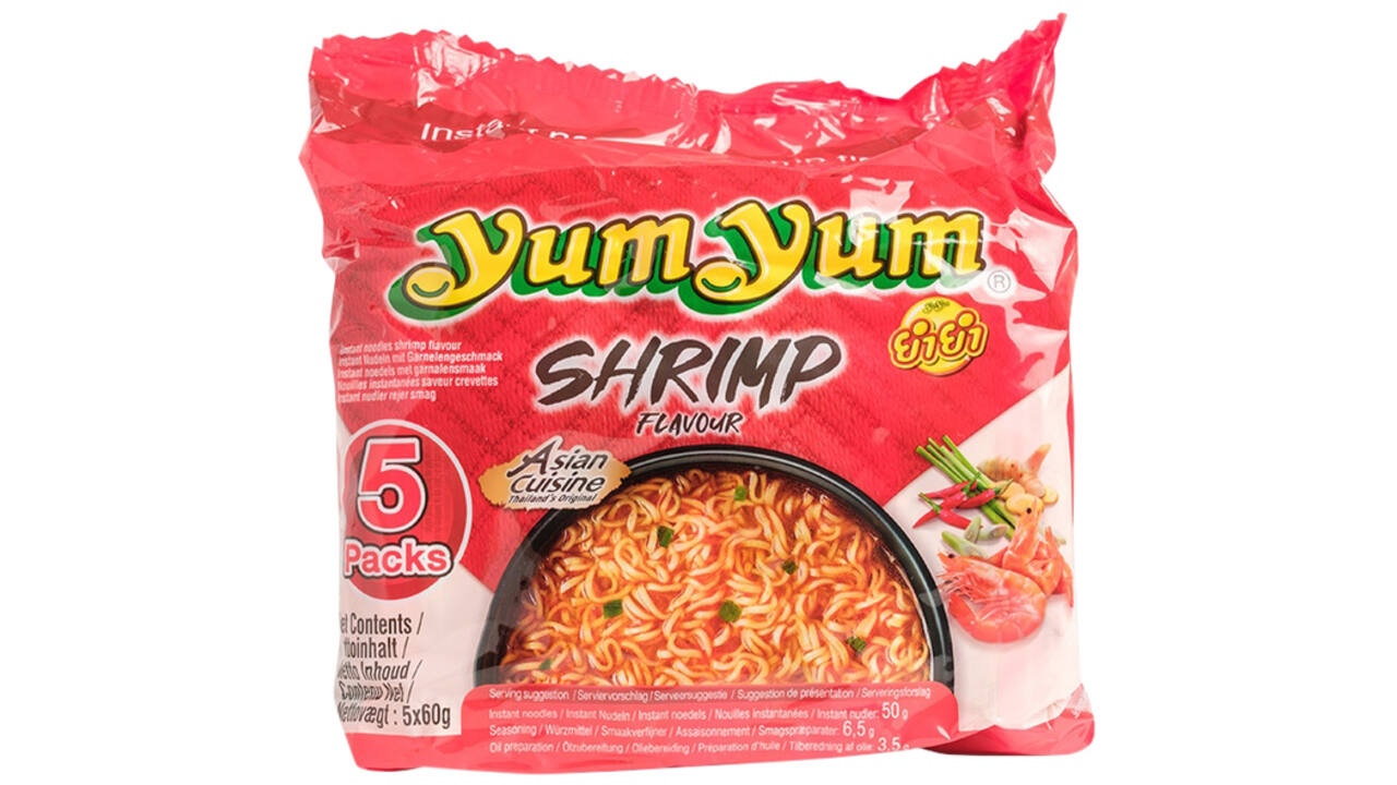 Noodles Yum Yum garnaal bami 5-pack 5x60gr