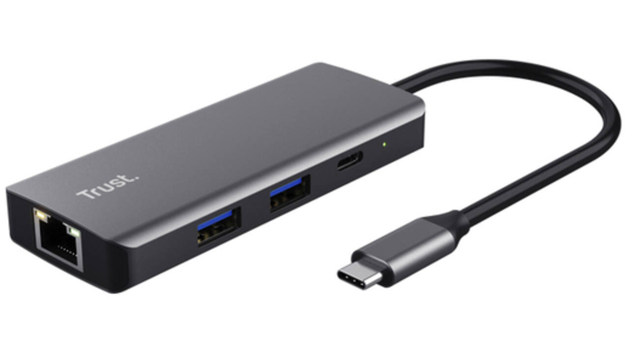 Adapter Trust DALYX 6-in-1 USB-C multipoort grijs