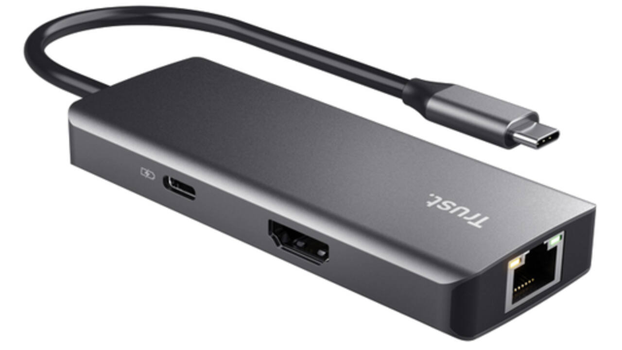 Adapter Trust DALYX 6-in-1 USB-C multipoort grijs