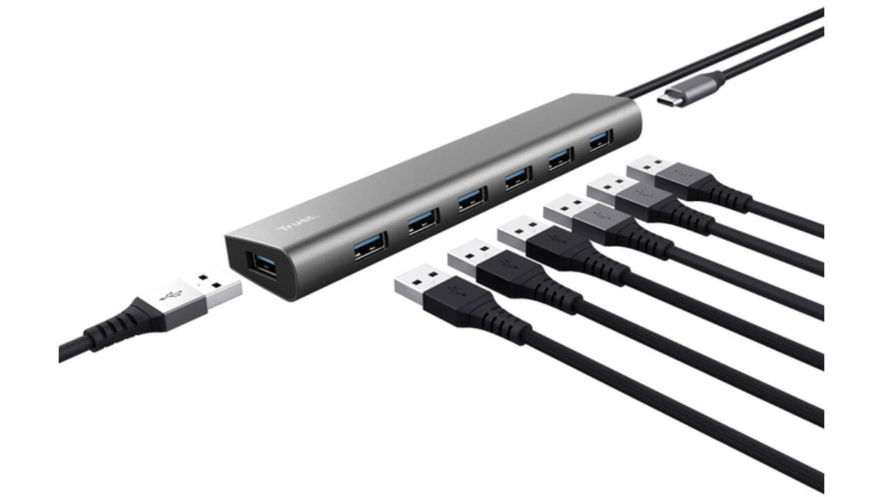 Hub Trust HALYX 7-port USB-A 3.2 zilver