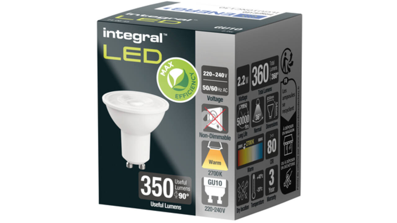 Ledlamp Integral GU10 2700K warm wit 2.2W 360lumen