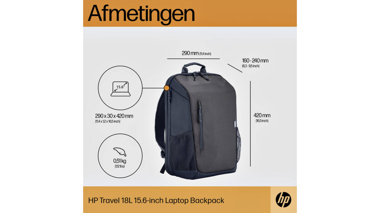 Laptop Rugzak HP travel 18 liter 15.6 blauw/grijs