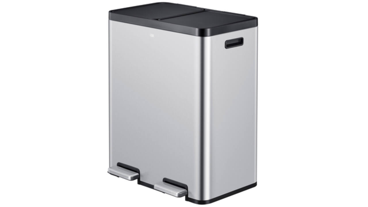 Afvalbak EKO Essential Recycler pedaalemmer 2x30liter RVS