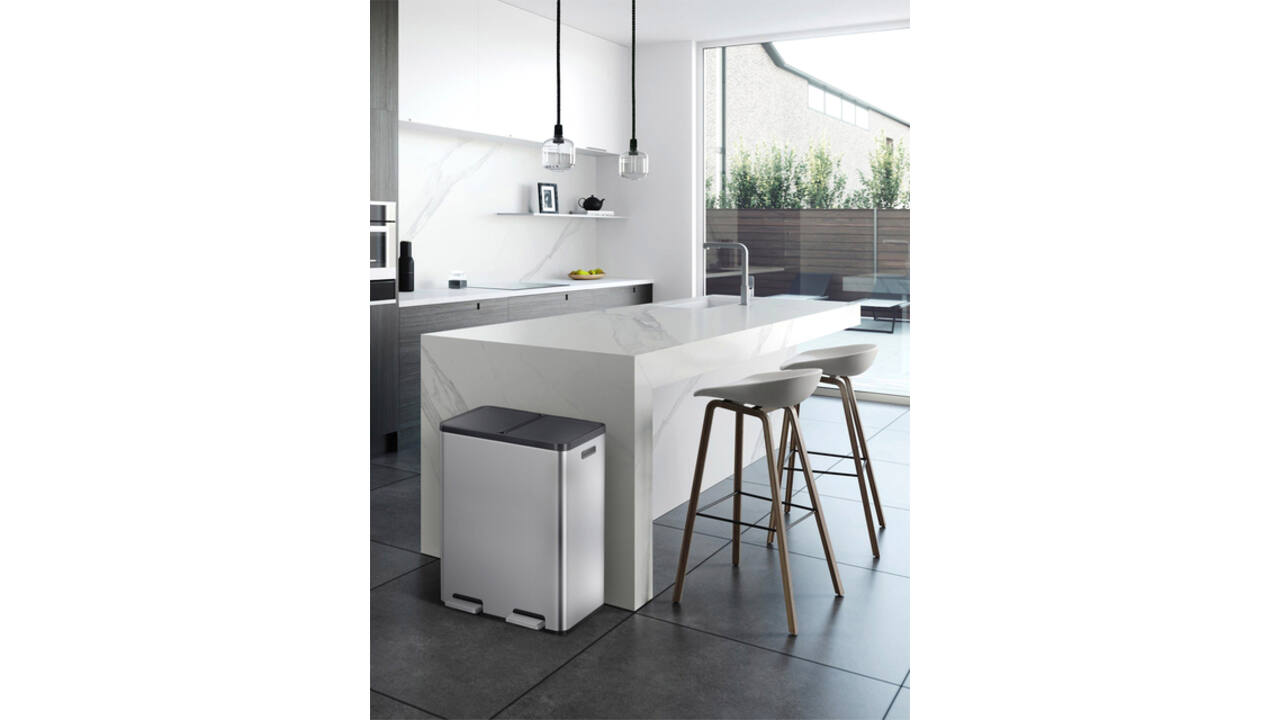 Afvalbak EKO Essential Recycler pedaalemmer 2x30liter RVS
