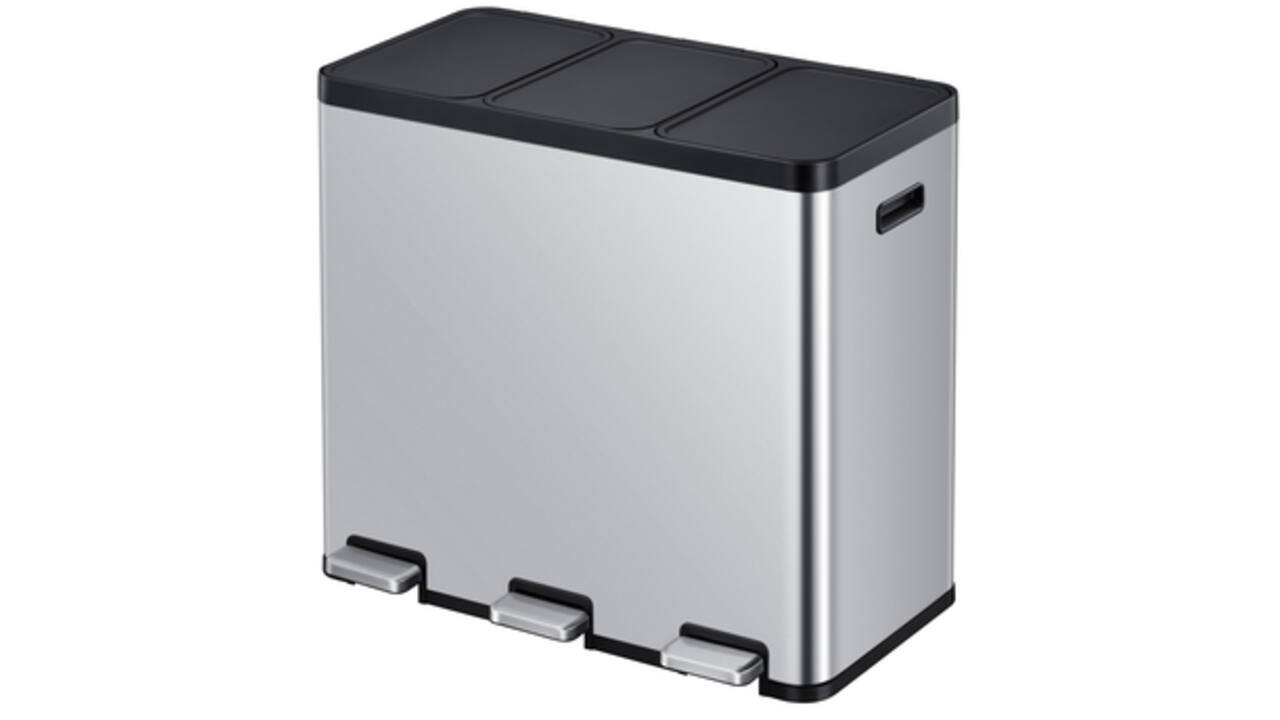Afvalbak EKO Essential Recycler pedaalemmer 3x20liter RVS