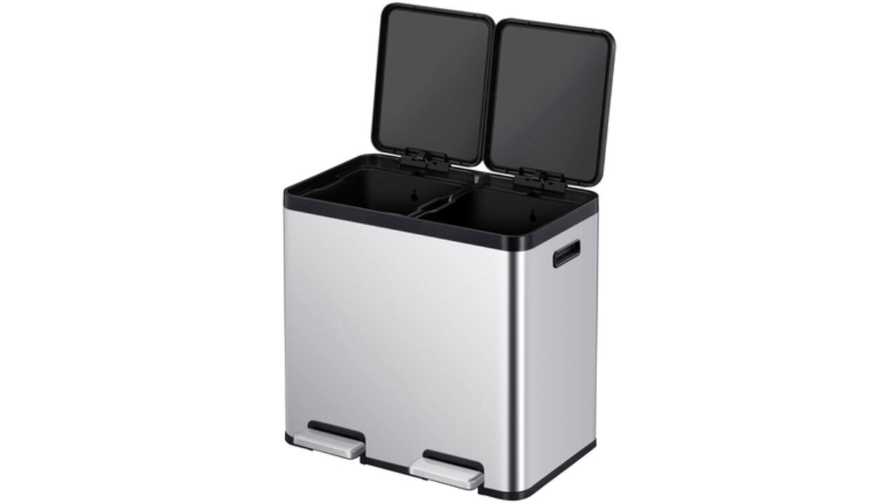 Afvalbak EKO Essential Recycler pedaalemmer 2x22liter RVS