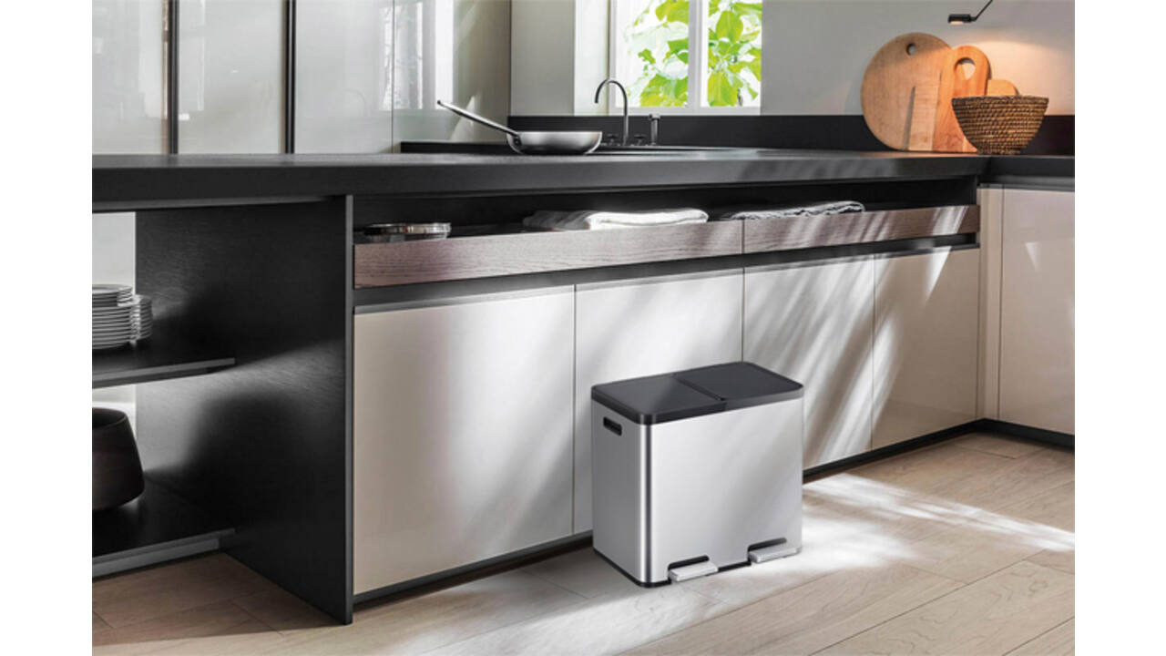 Afvalbak EKO Essential Recycler pedaalemmer 2x22liter RVS