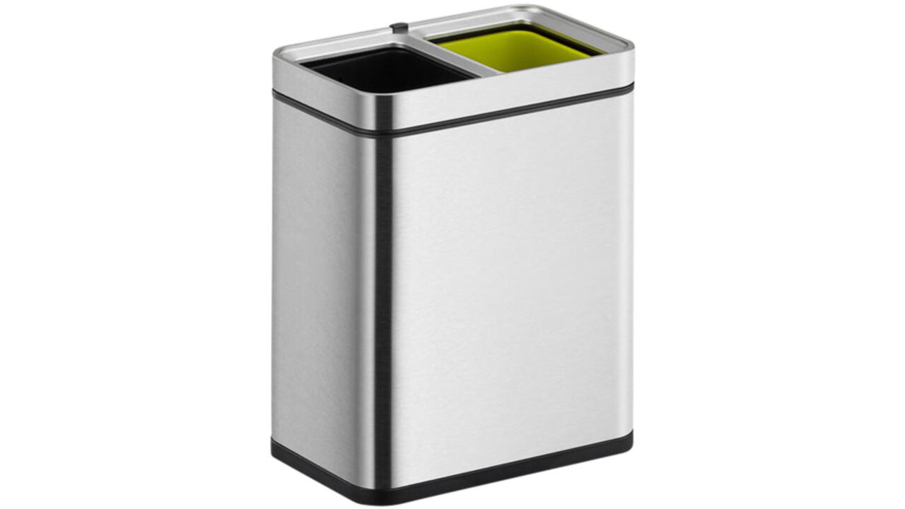 Afvalbak EKO Laguna Slim met inwerpopening 2x10liter RVS