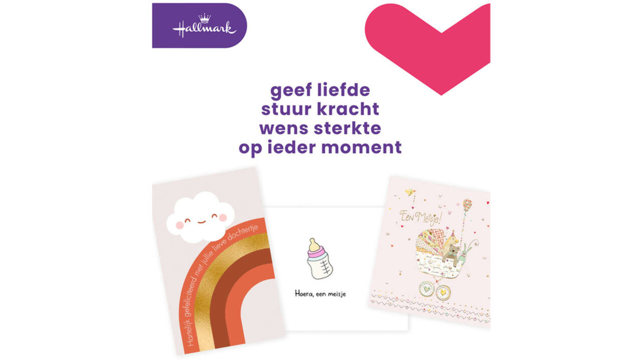Wenskaart Hallmark navulset geboorte dochter 6 kaarten