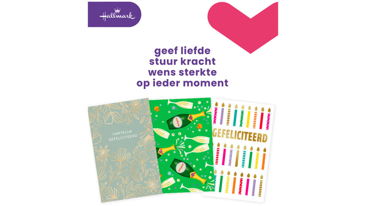Wenskaart Hallmark navulset felicitatie 6 kaarten