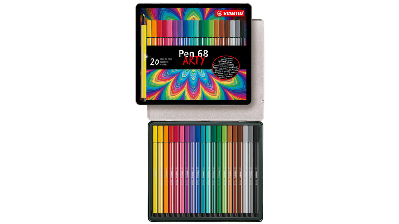 Viltstift STABILO Pen 68/20 Arty medium assorti blik à 20 stuks