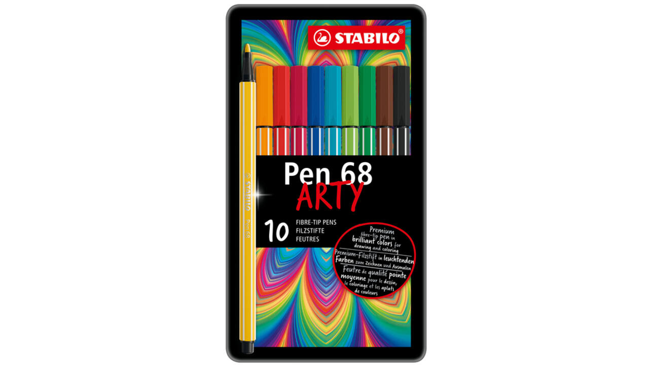 Viltstift STABILO Pen 68/10 Arty medium assorti blik à 10 stuks
