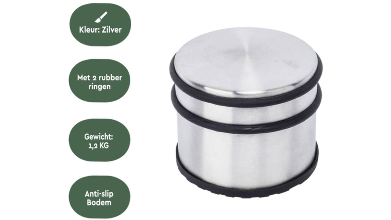 Deurstopper BRASQ met rubberen ringen rvs