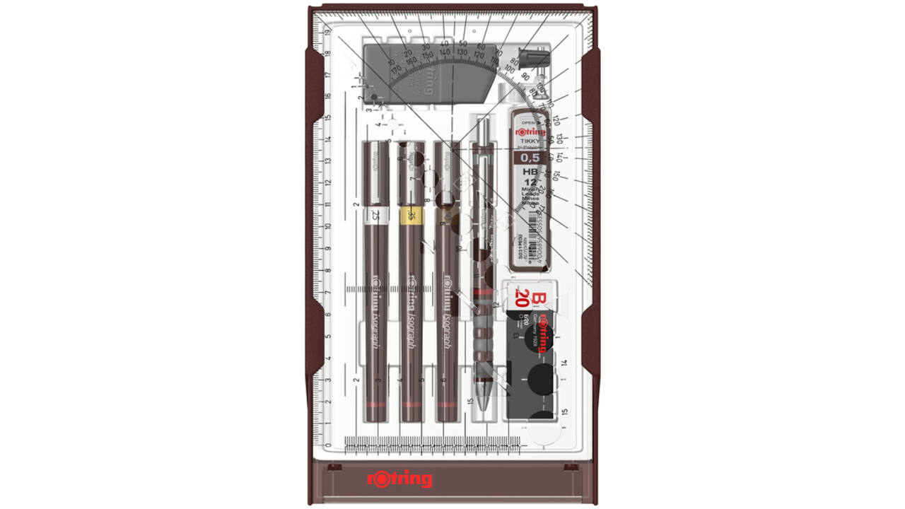 Tekenset rOtring Isograph college 0.25mm, 0.35mm en 0.5mm set à 3 stuks