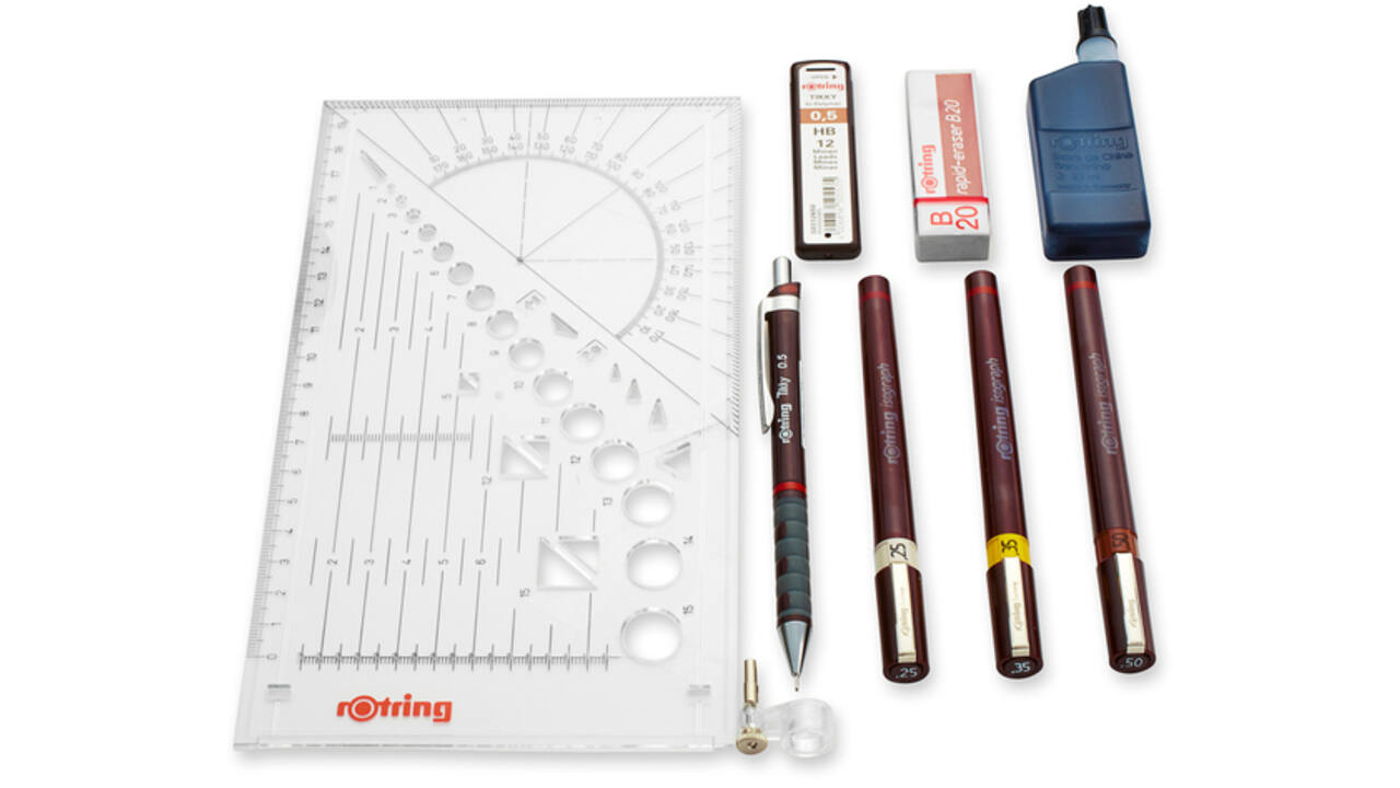 Tekenset rOtring Isograph college 0.25mm, 0.35mm en 0.5mm set à 3 stuks