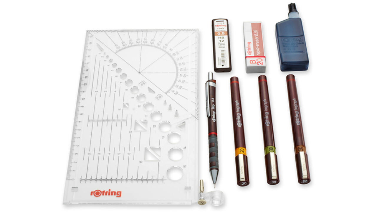 Tekenset rOtring Isograph college 0.2mm, 0.3mm en 0.5mm set à 3 stuks