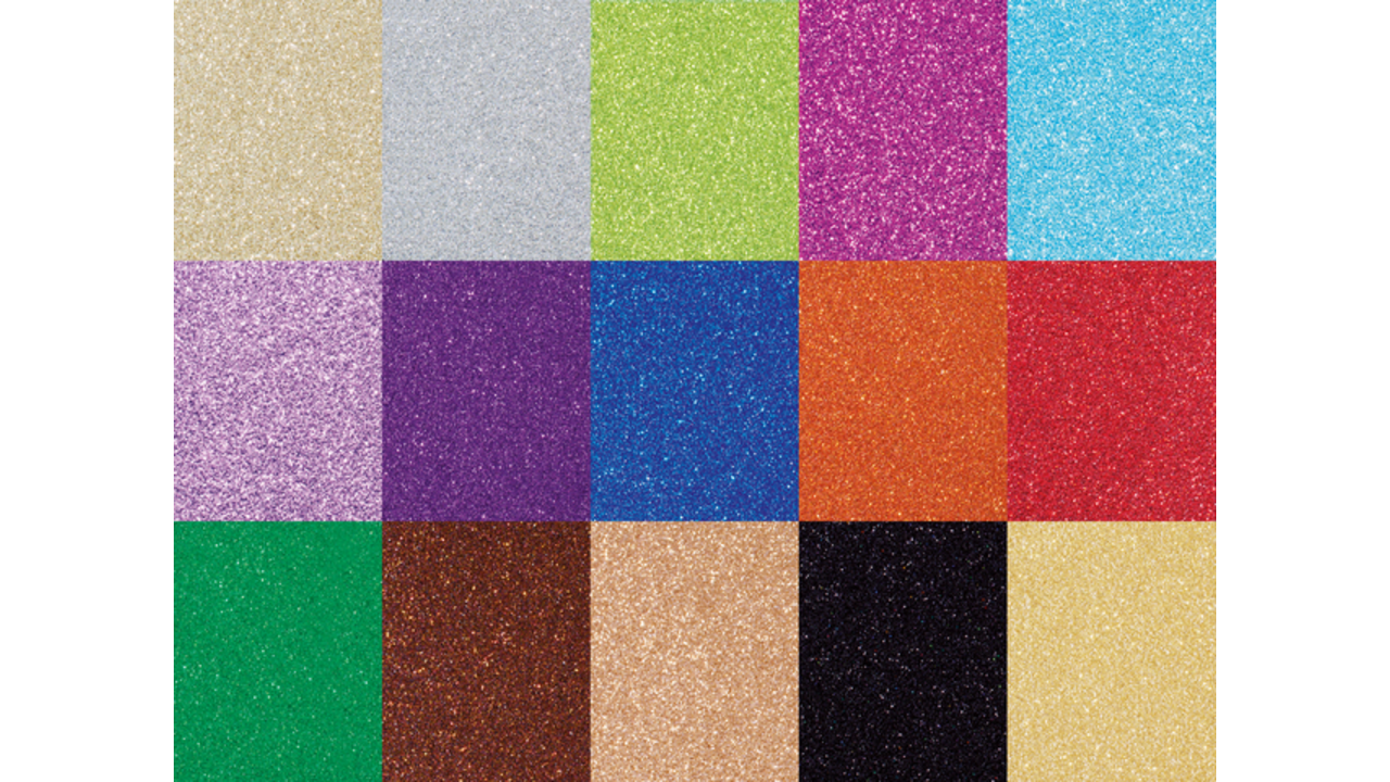 Glitterkarton Folia 50x70cm 300gr 15 vel 15 kleuren
