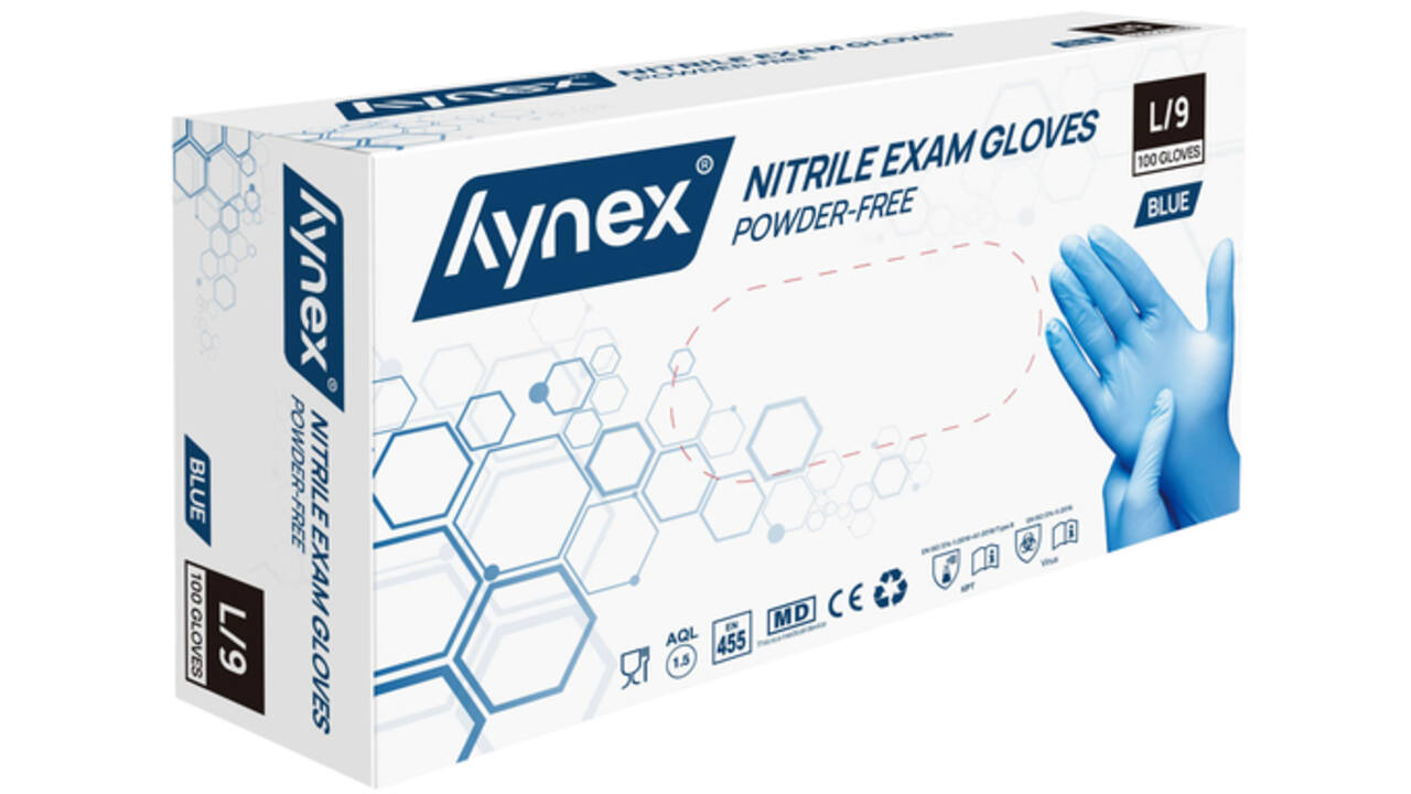 Handschoen Hynex L nitril blauw pak à 100 stuks