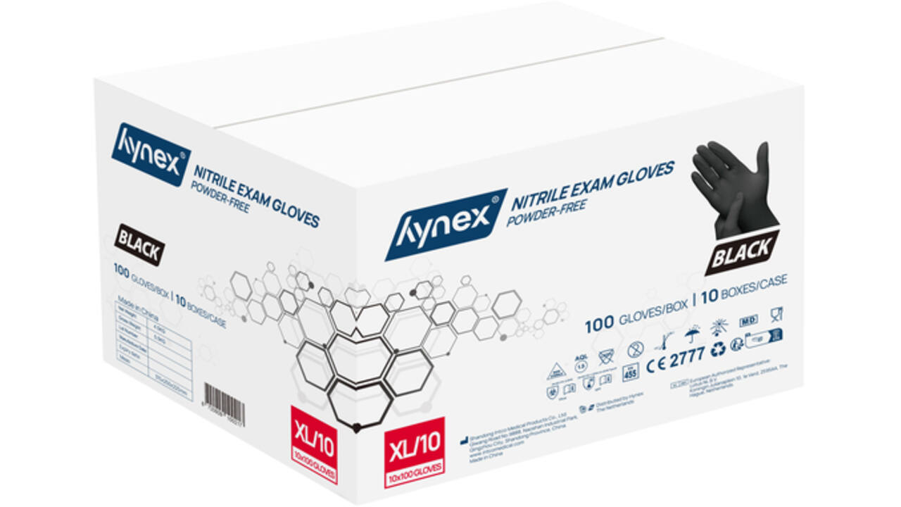 Handschoen Hynex XL nitril zwart pak à 100 stuks