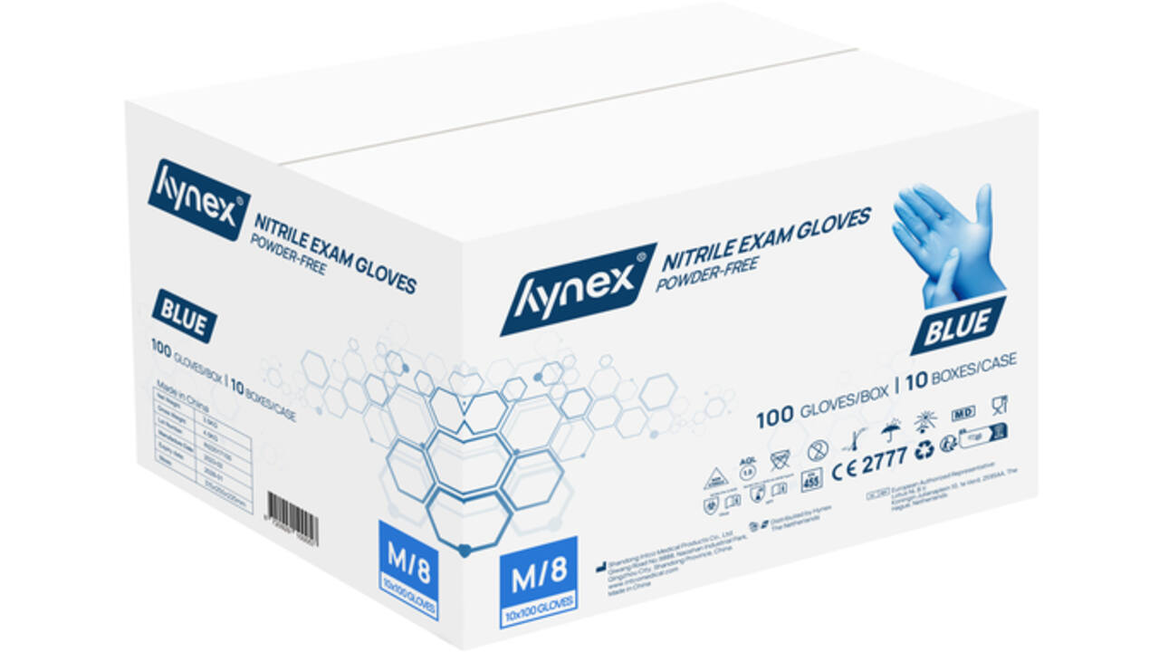 Handschoen Hynex M nitril blauw pak à 100 stuks