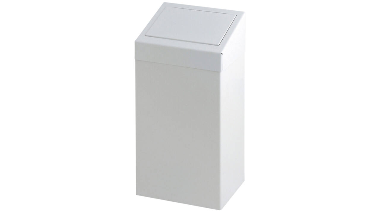 Afvalbak Vepa Bins met pushdeksel 50 liter metaal wit