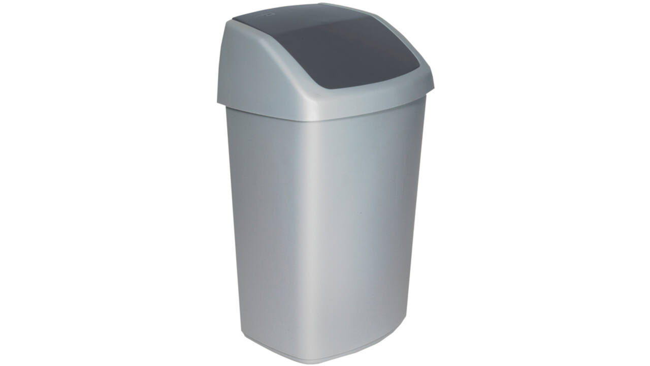 Afvalbak Curver Swing 50 liter zilver
