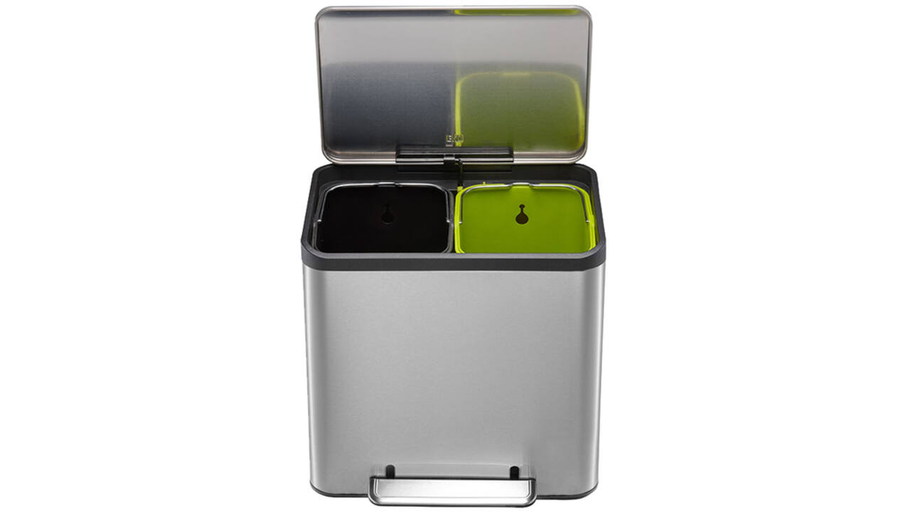 Afvalbak EKO EcoCasa Recycler pedaalemmer 15+15 liter RVS