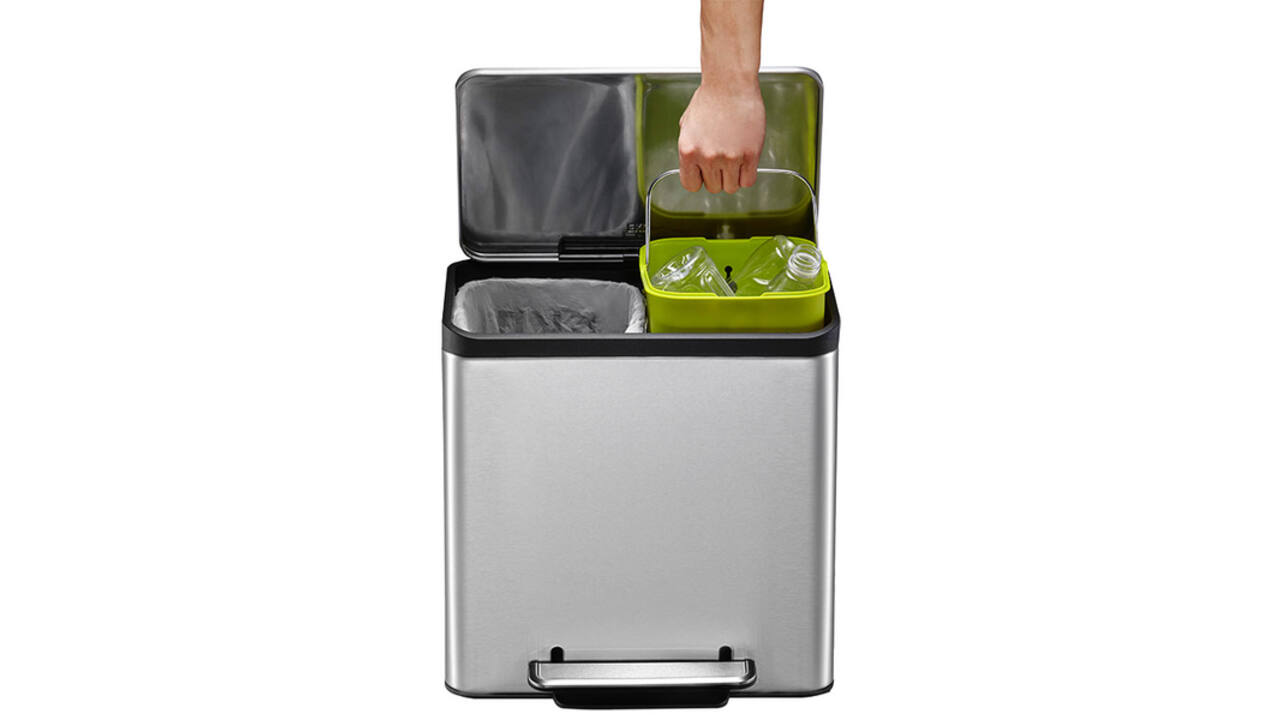 Afvalbak EKO EcoCasa Recycler pedaalemmer 15+15 liter RVS