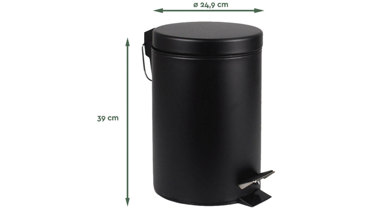 Afvalbak BRASQ pedaalemmer 12 liter zwart