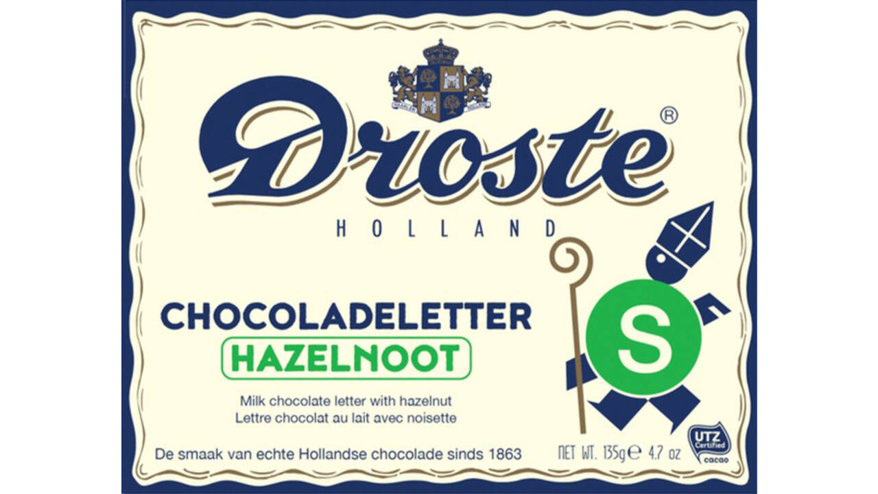Chocoladeletter Droste "S" melk hazelnoot 135gr