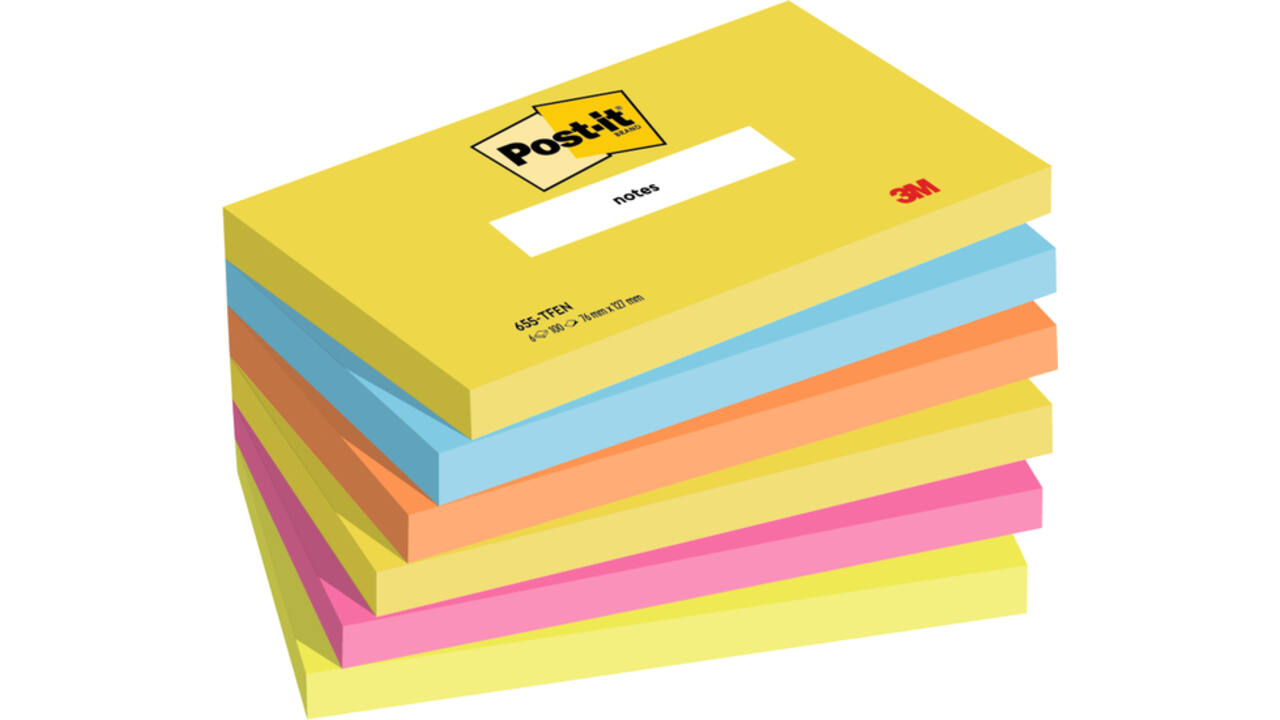 Memoblok 3M Post-it 655 76x127mm Energetic Colours