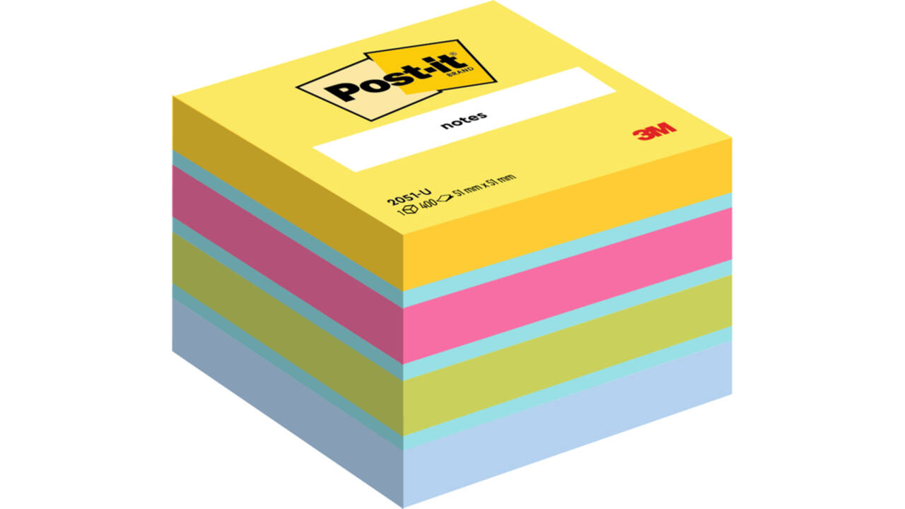 Memoblok 3M Post-it 2051 51x51mm assorti kleur