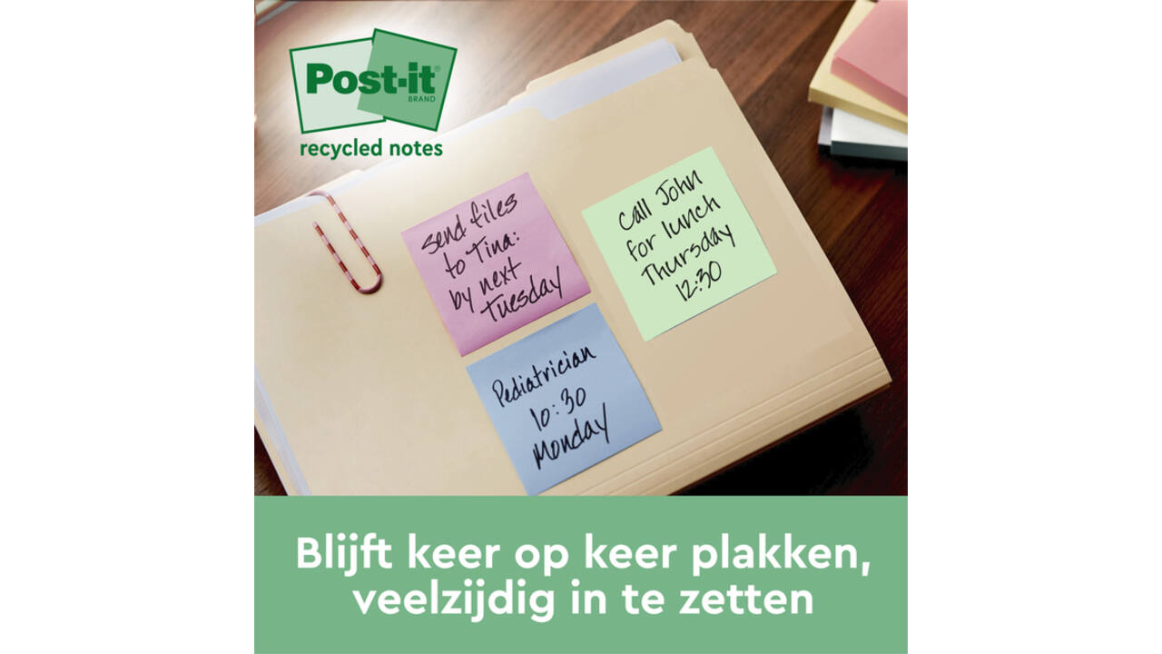 Memoblok 3M Post-it Z-Note R330 76x76mm recycle assorti kleur