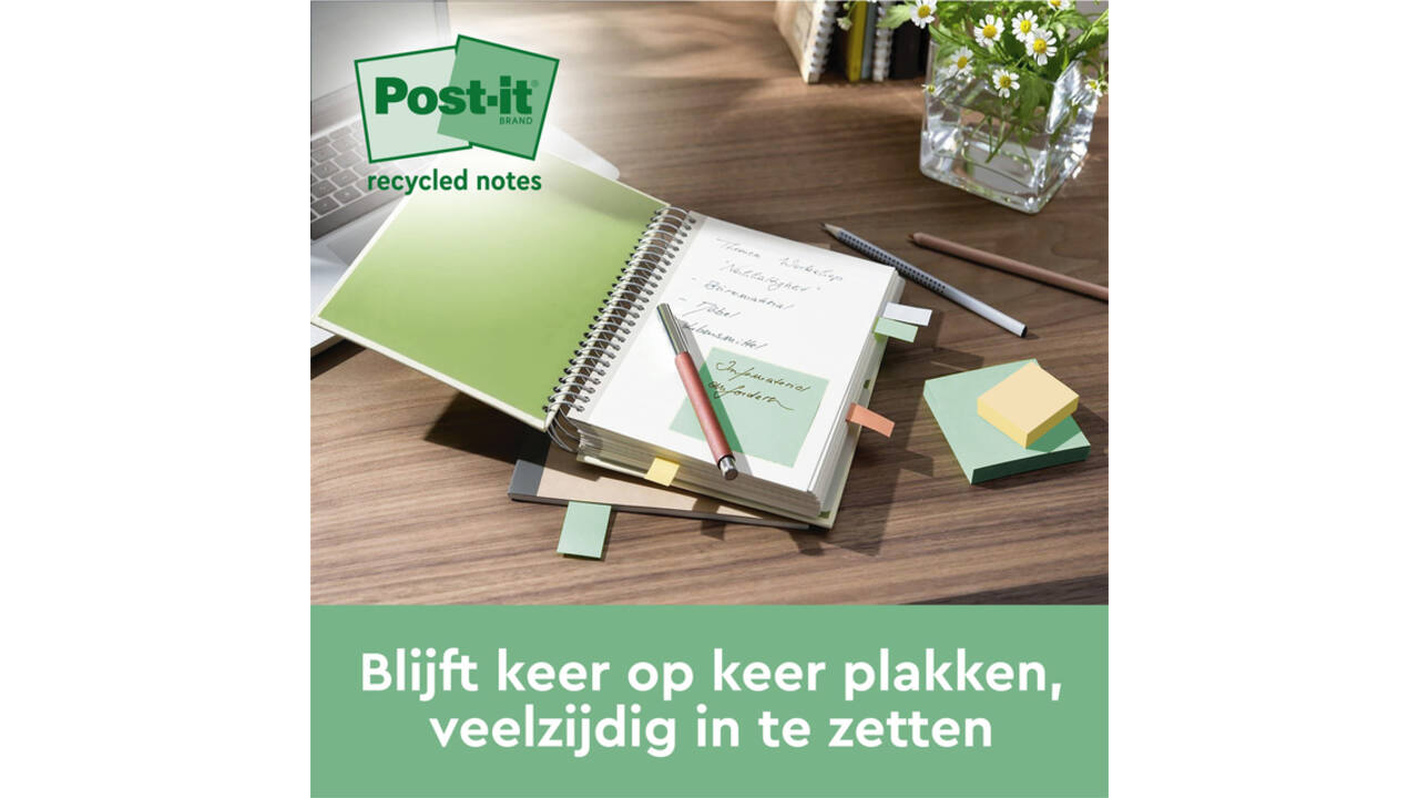 Memoblok 3M Post-it Z-Note R330 76x76mm recycle assorti kleur