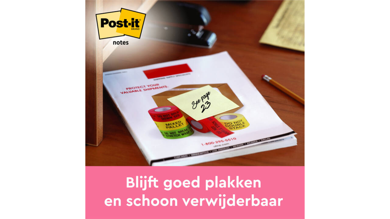 Memoblok 3M Post-it 630 76x76 mm lijn geel