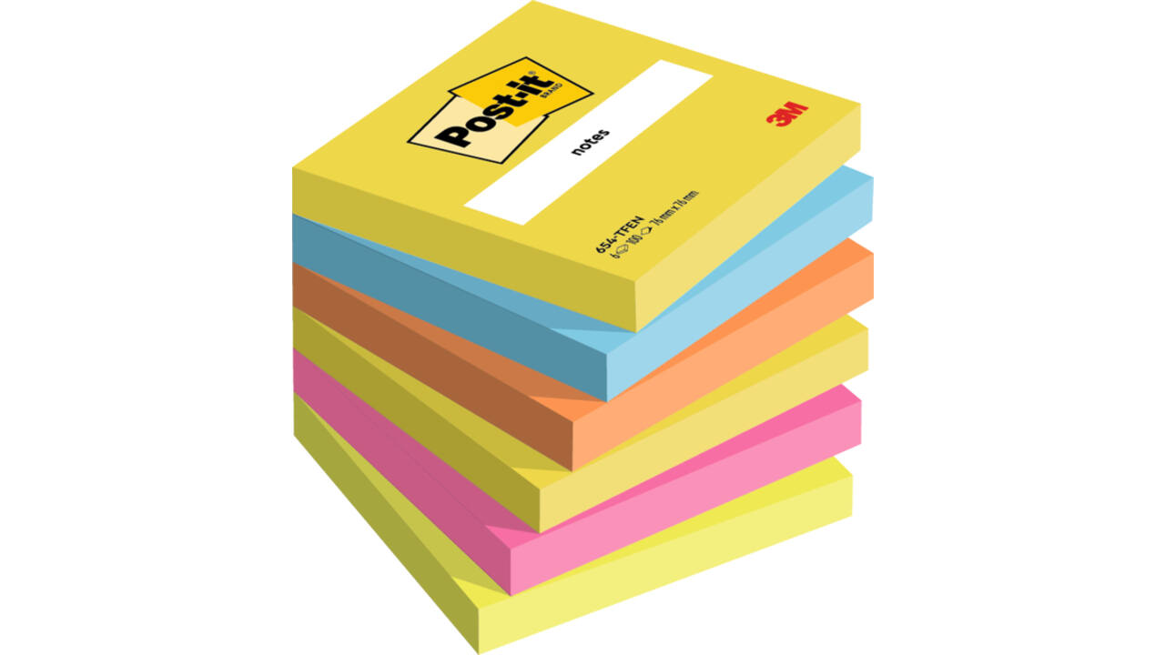 Memoblok 3M Post-it 654 76x76mm Energetic Colours