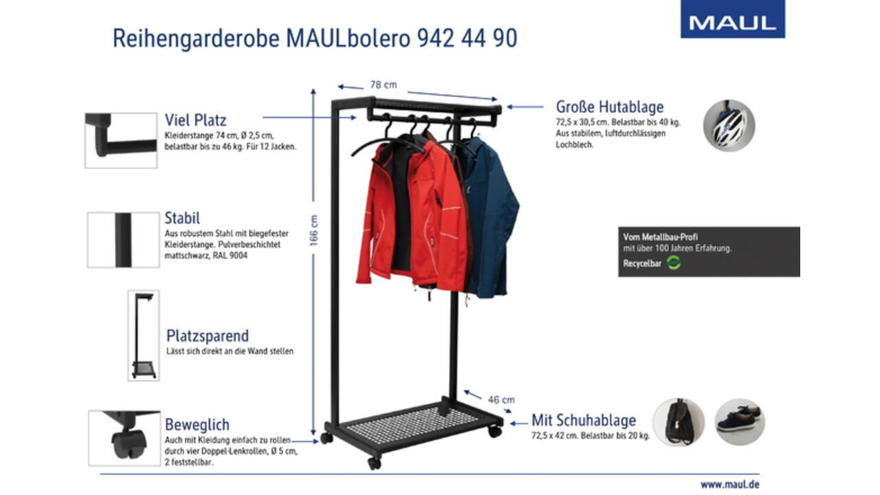 Garderoberek MAUL Bolero 166x78x46cm mobiel