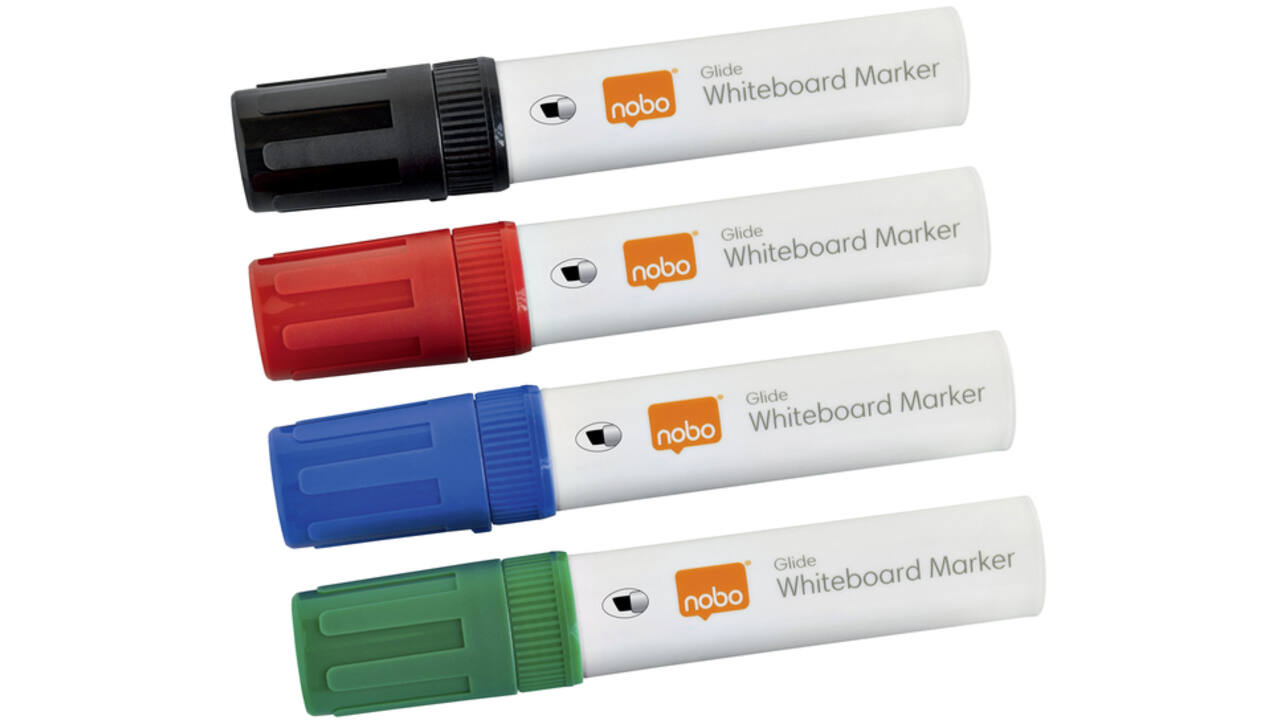Viltstift Nobo whiteboard Glide schuin assorti 10mm 4stuks