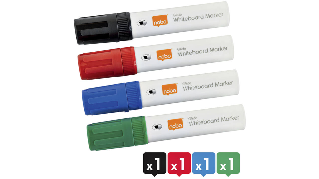 Viltstift Nobo whiteboard Glide schuin assorti 10mm 4stuks