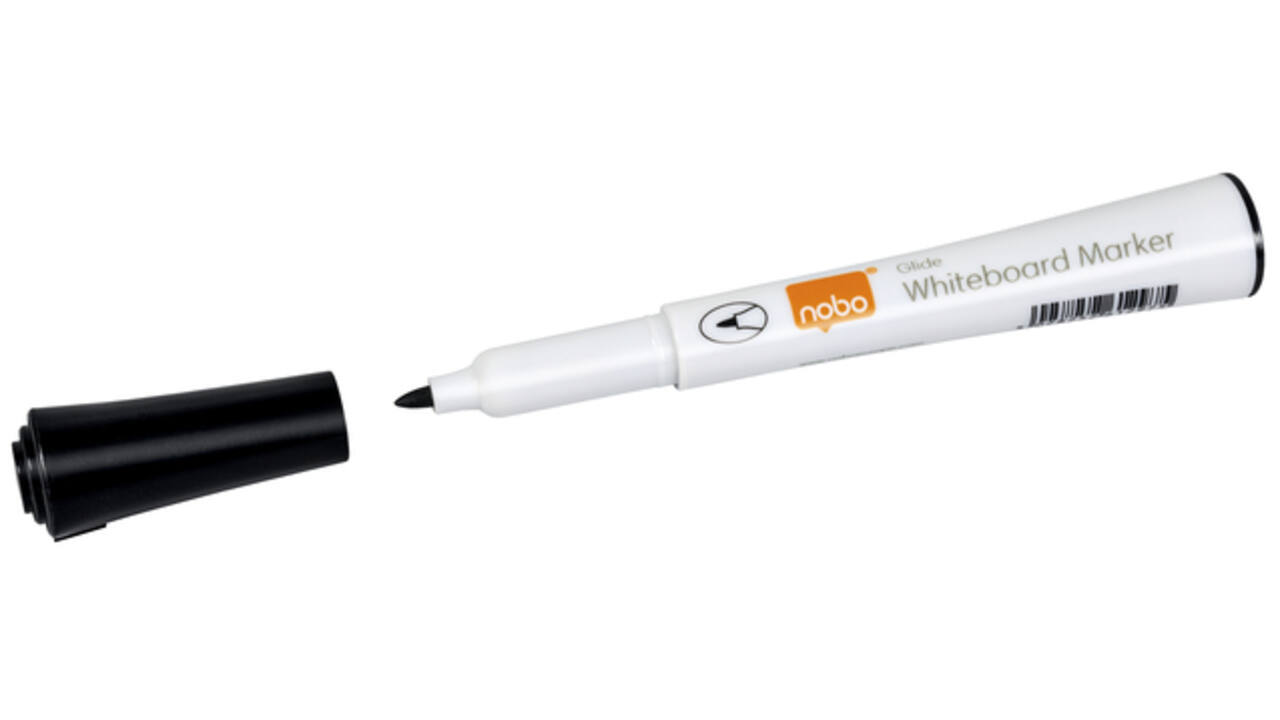Viltstift Nobo whiteboard Glide fijn zwart 1mm 4stuks
