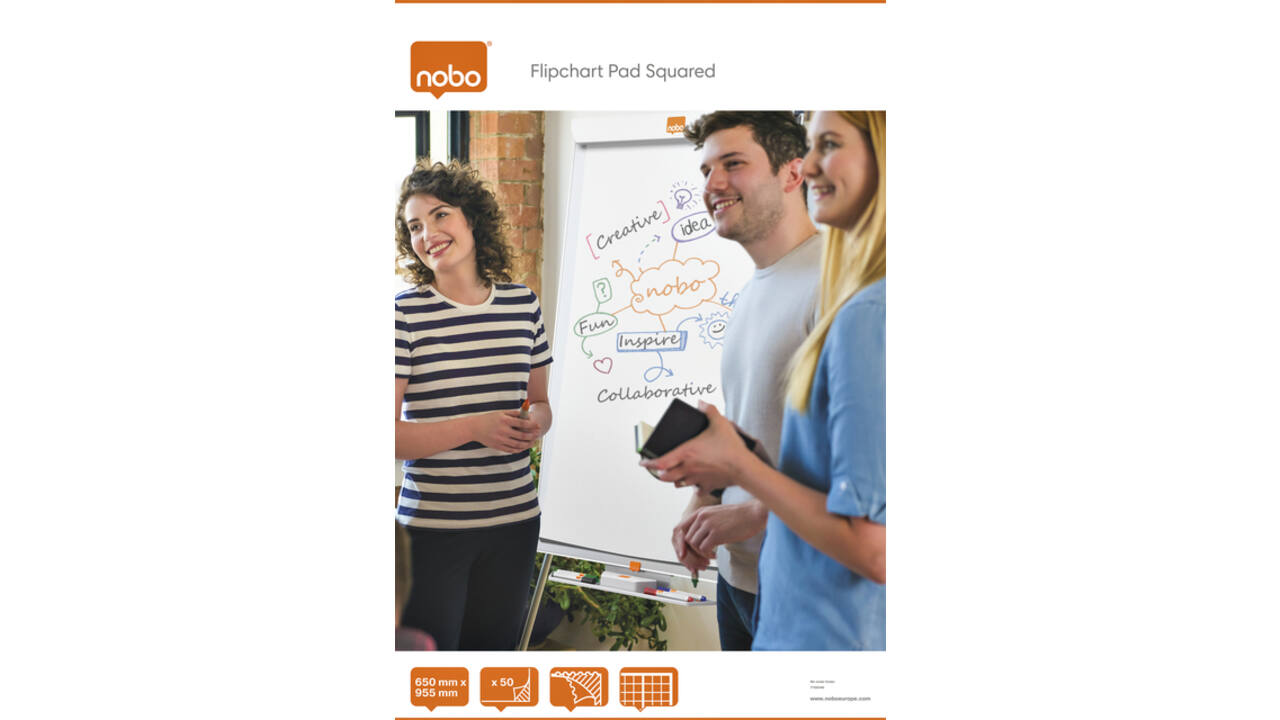 Flipoverpapier Nobo 65x95,5cm ruit 50vel