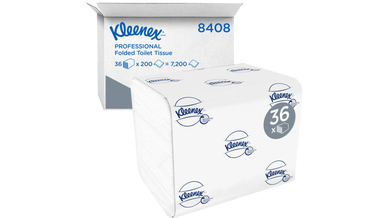 Toiletpapier Kleenex gevouwen tissues 2 laags 36x200stuks wit 8408