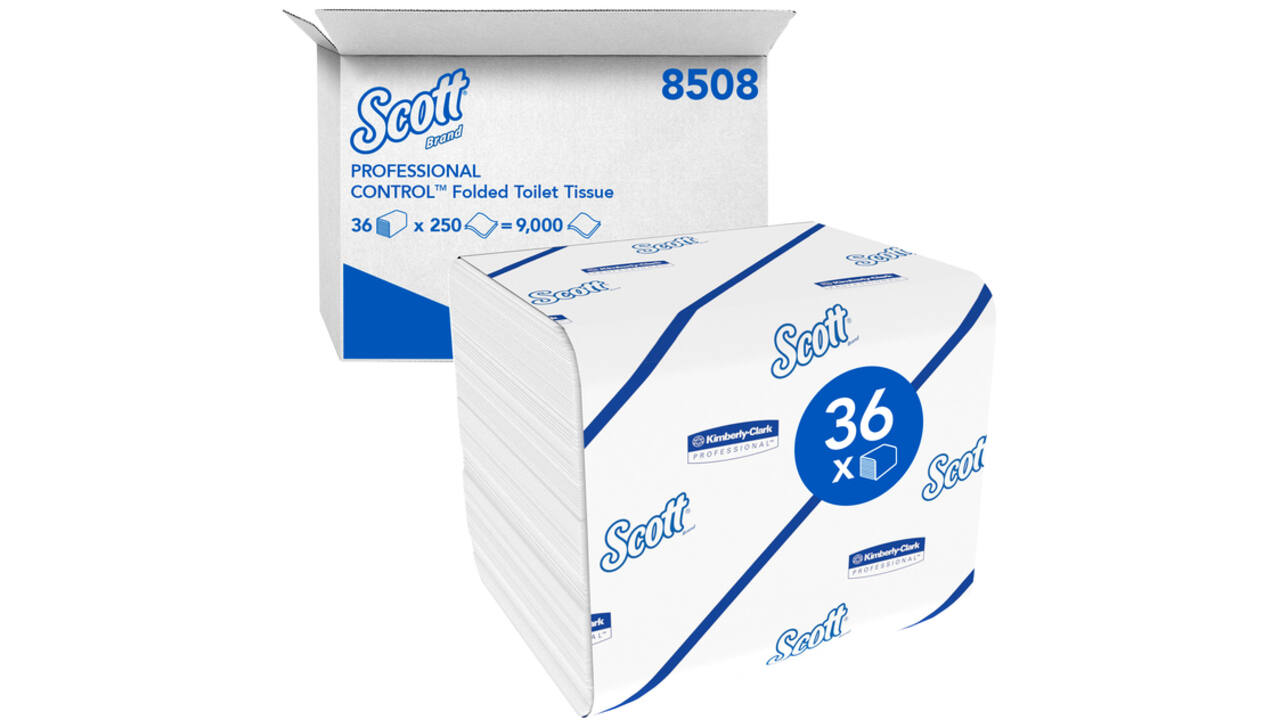 Toiletpapier Scott gevouwen tissue 2-laags 36x250stuks wit 8508