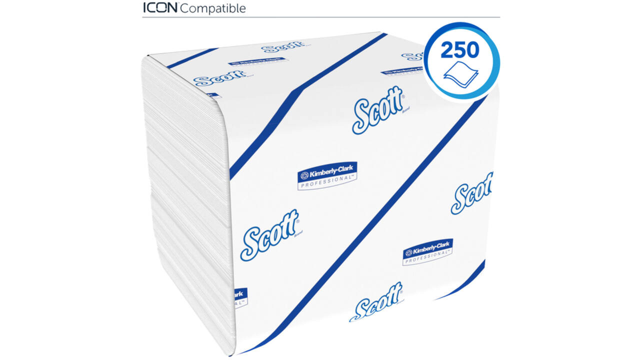 Toiletpapier Scott gevouwen tissue 2-laags 36x250stuks wit 8508