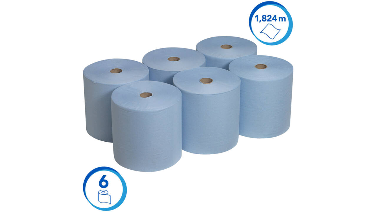 Handdoekrol Scott 1-laags 304m blauw 6668