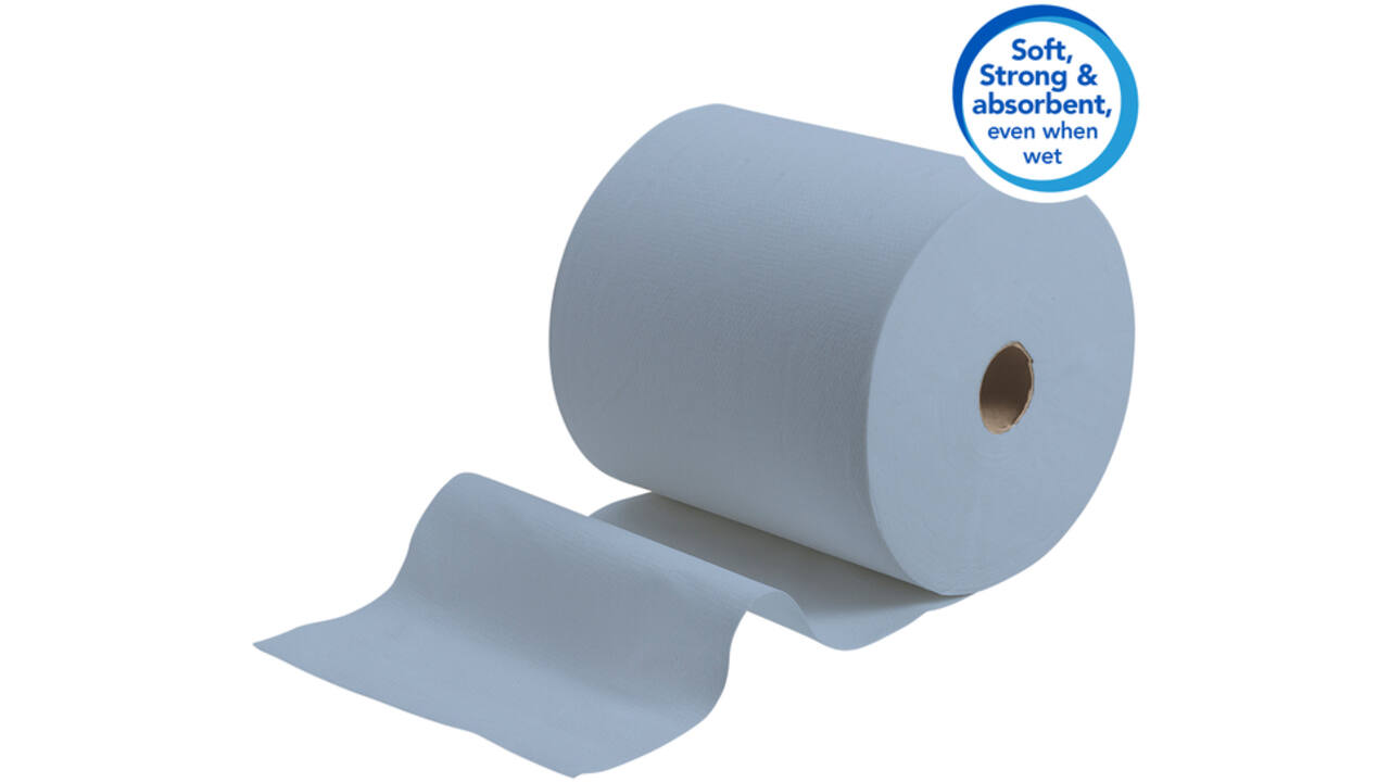 Handdoekrol Scott 1-laags 304m blauw 6668