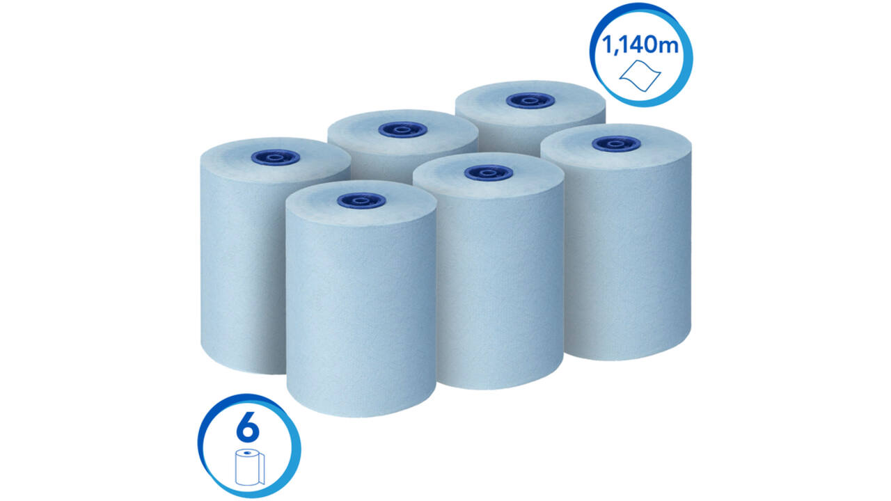 Handdoekrol Scott Essential Slimroll 1-laags 190m blauw 6696