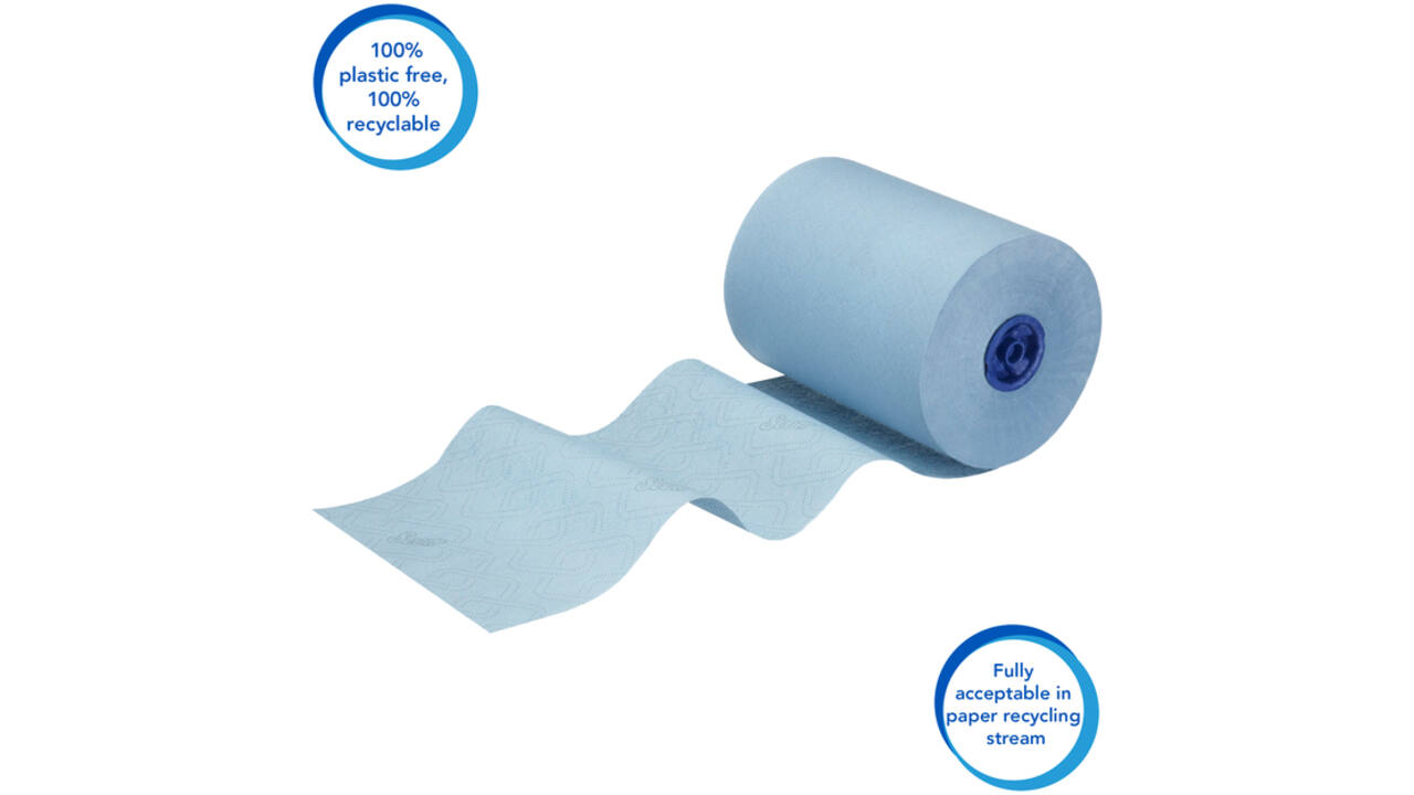 Handdoekrol Scott Essential Slimroll 1-laags 190m blauw 6696