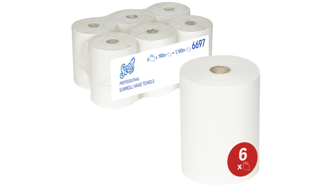 Handdoekrol Scott Slimroll 1-laags 190m wit 6697