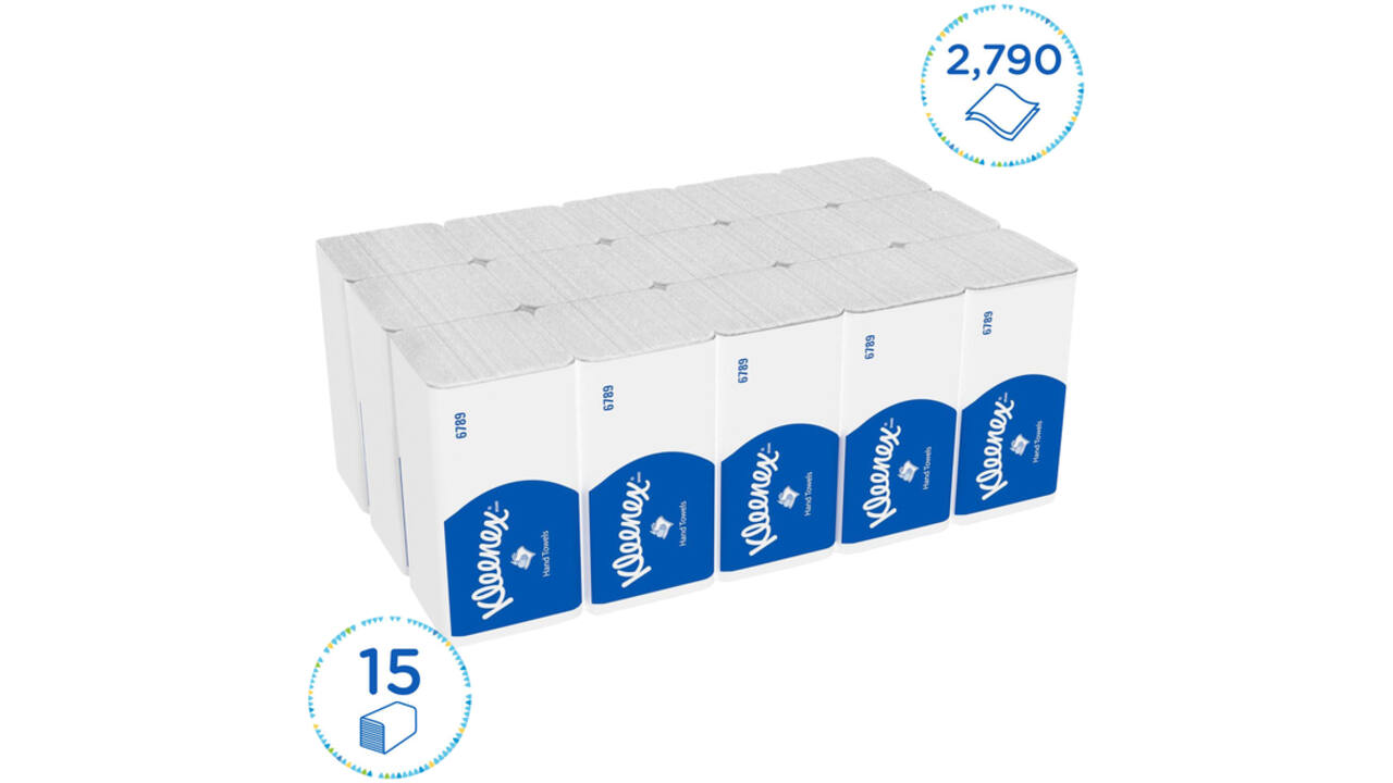 Handdoek Kleenex i-vouw 2-laags 21x21.5cm 15x186stuks wit 6789